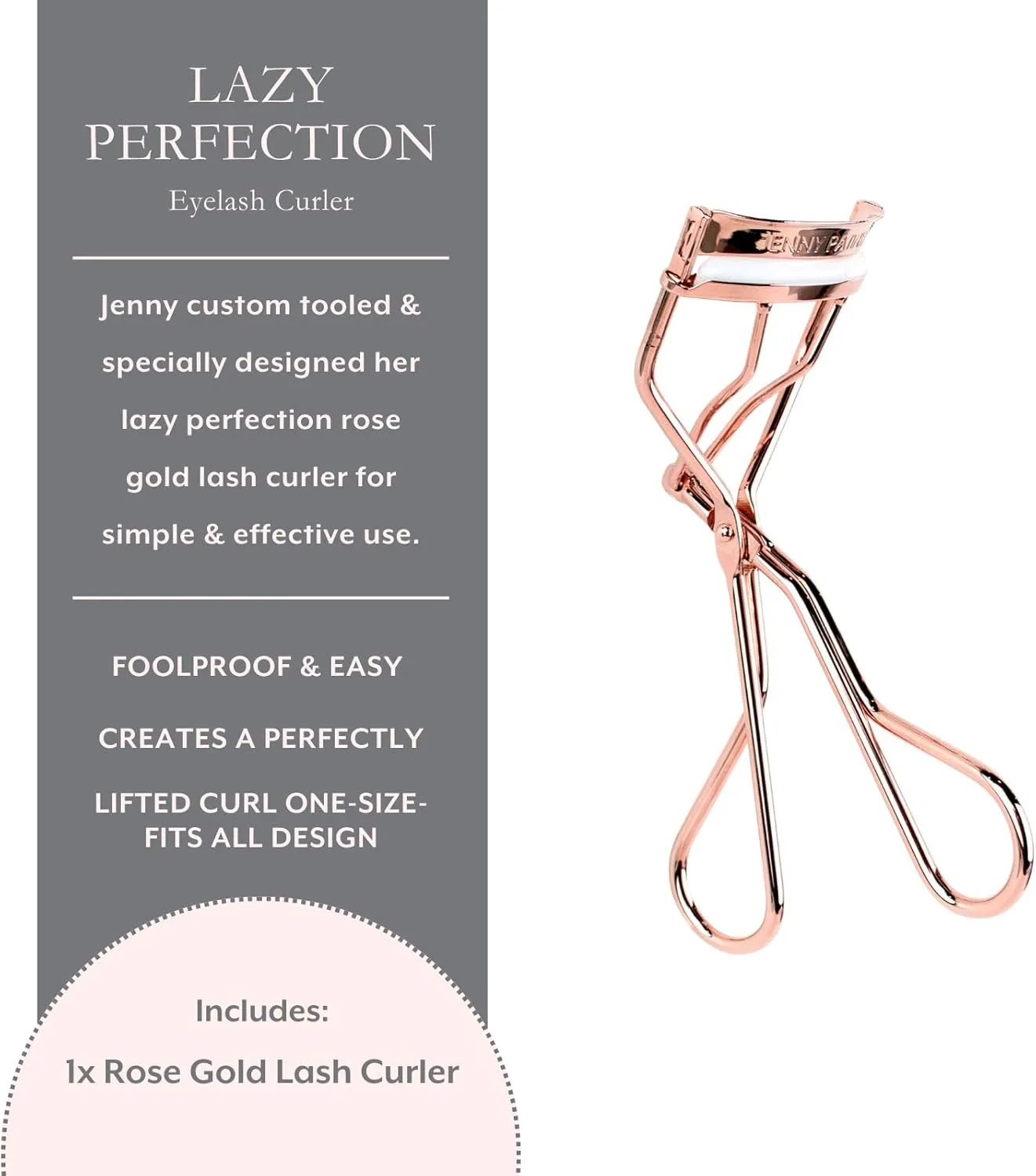 Lazy Perfection Eyelash Curler, The C Curl Eyelash Curler, Gentle Natural Curl, No Pinch Lash Curler, Professional Lash Curler for Women for All Eye Shapes, Easy-to-Use