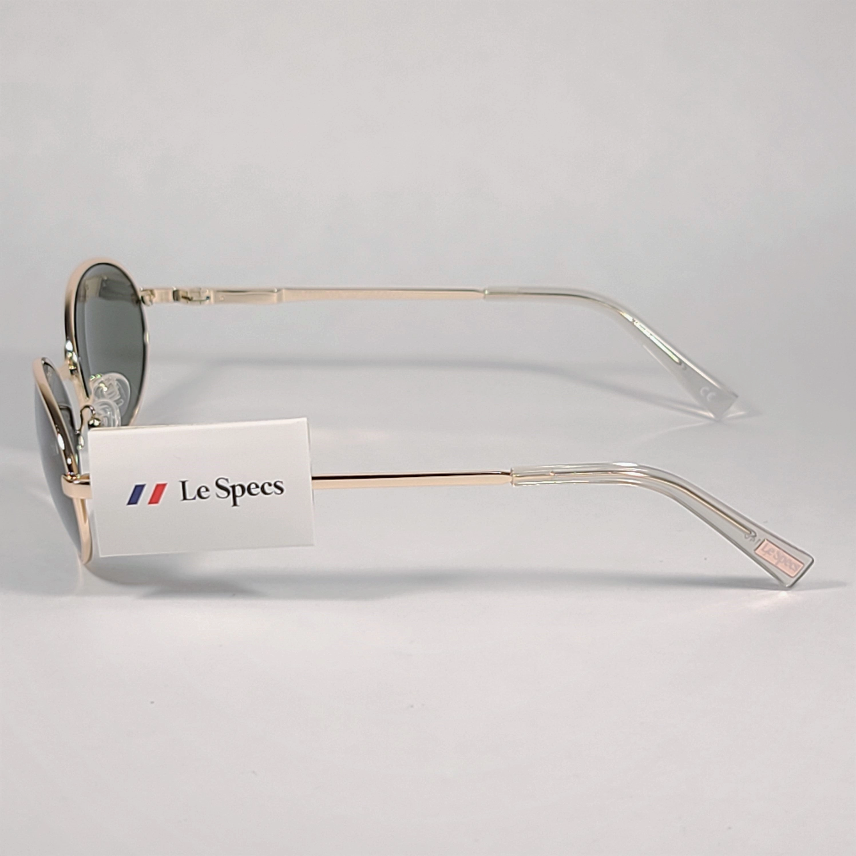 Le Specs Nowhere Flat Oval Sunglasses Gold Frame Gray Green Mono Lens LSP1902070 GOLD