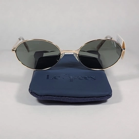 Le Specs Nowhere Flat Oval Sunglasses Gold Frame Gray Green Mono Lens LSP1902070 GOLD
