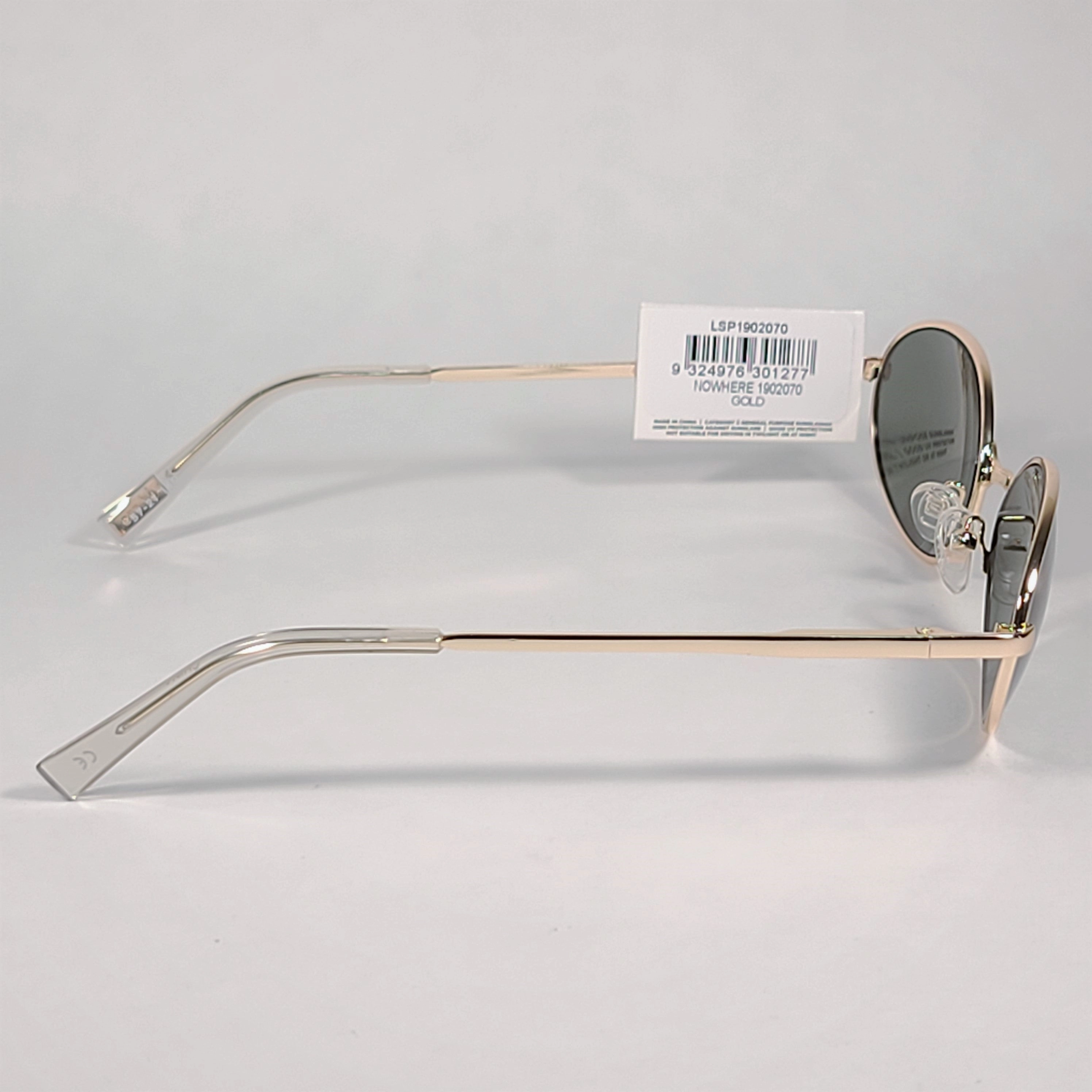 Le Specs Nowhere Flat Oval Sunglasses Gold Frame Gray Green Mono Lens LSP1902070 GOLD