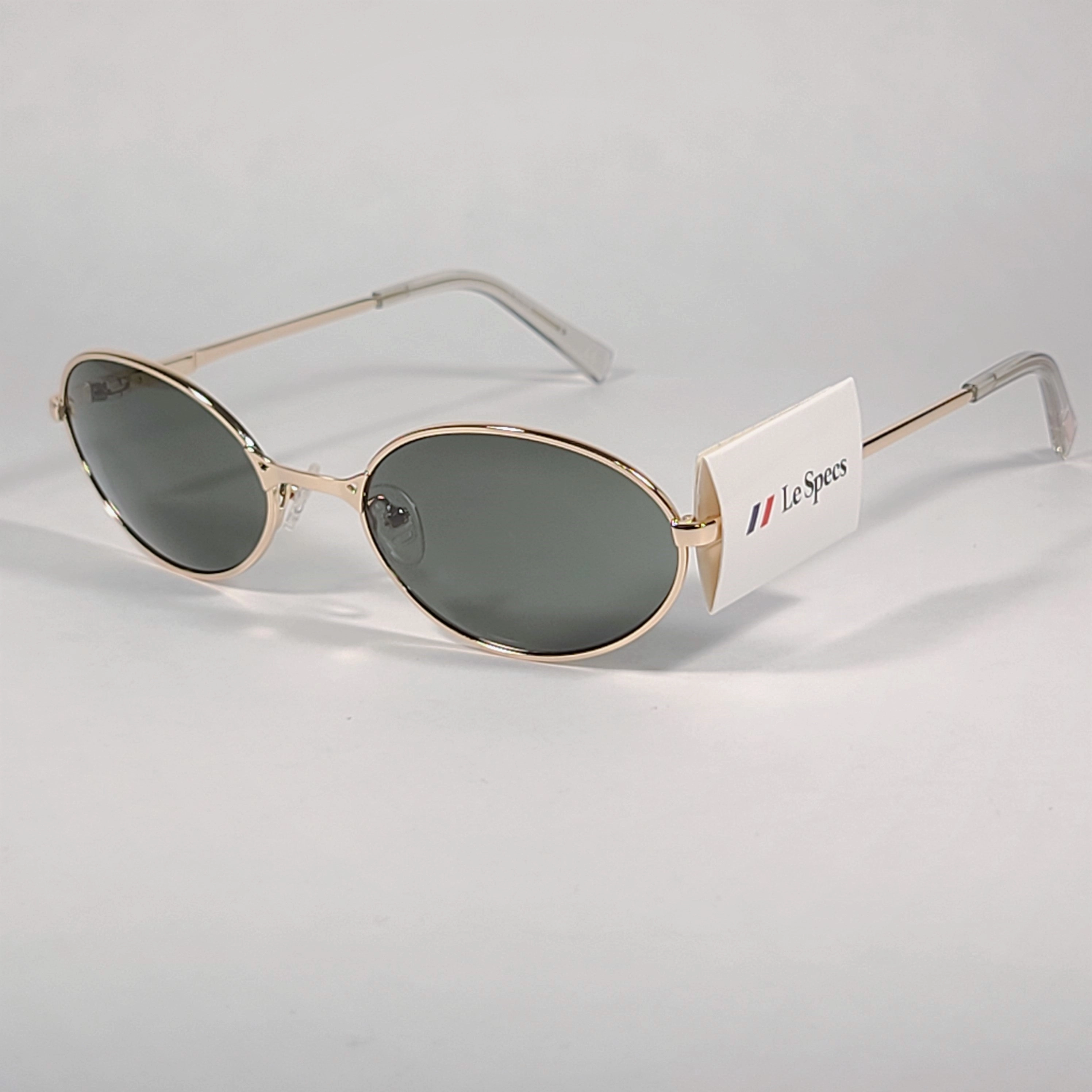 Le Specs Nowhere Flat Oval Sunglasses Gold Frame Gray Green Mono Lens LSP1902070 GOLD