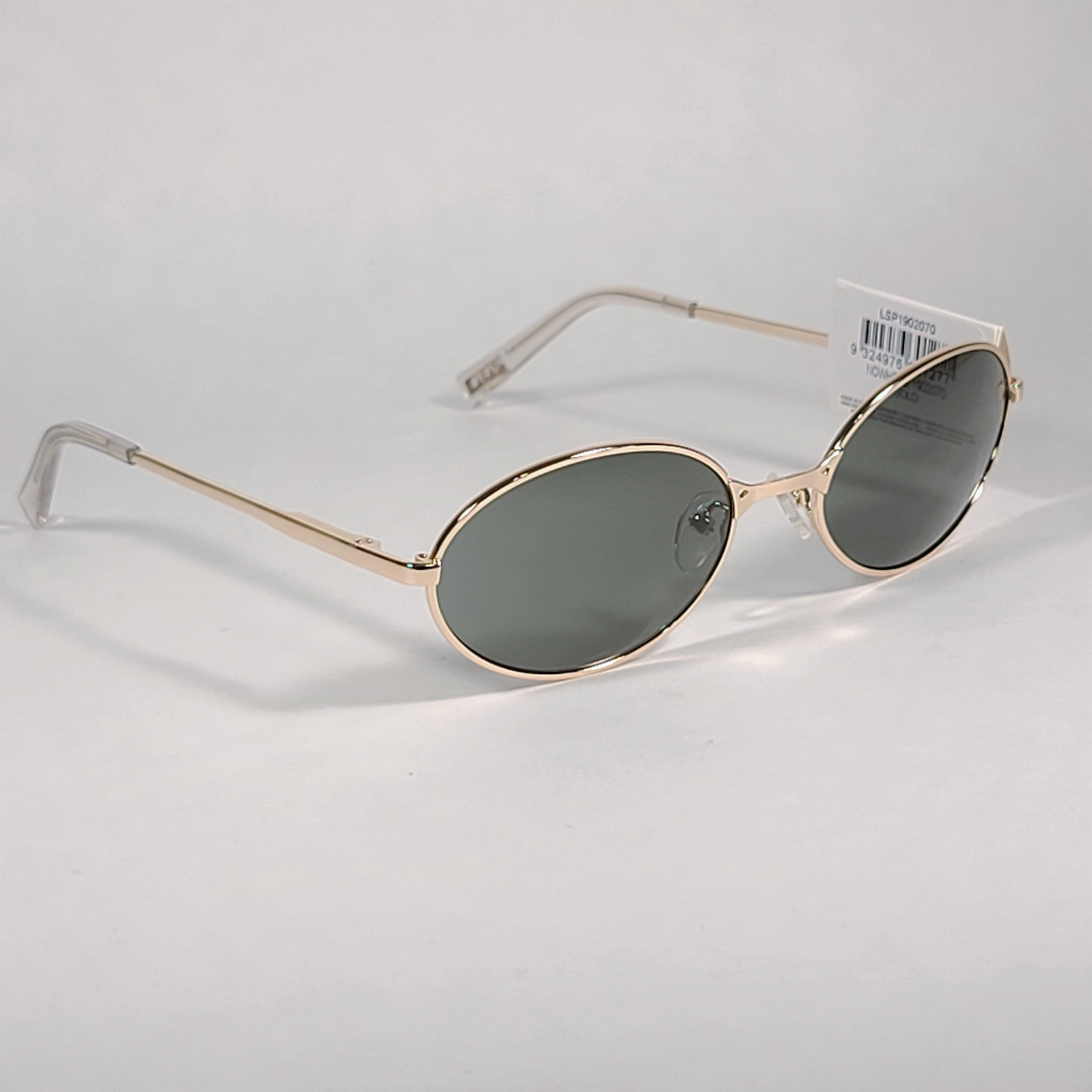 Le Specs Nowhere Flat Oval Sunglasses Gold Frame Gray Green Mono Lens LSP1902070 GOLD