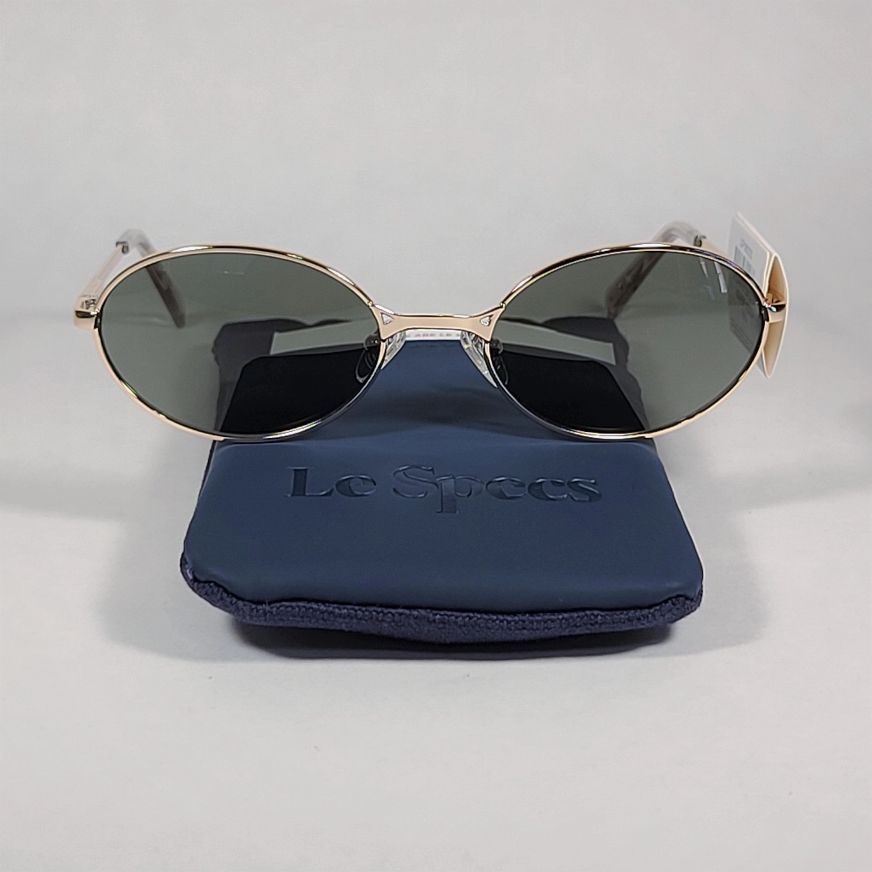 Le Specs Nowhere Flat Oval Sunglasses Gold Frame Gray Green Mono Lens LSP1902070 GOLD
