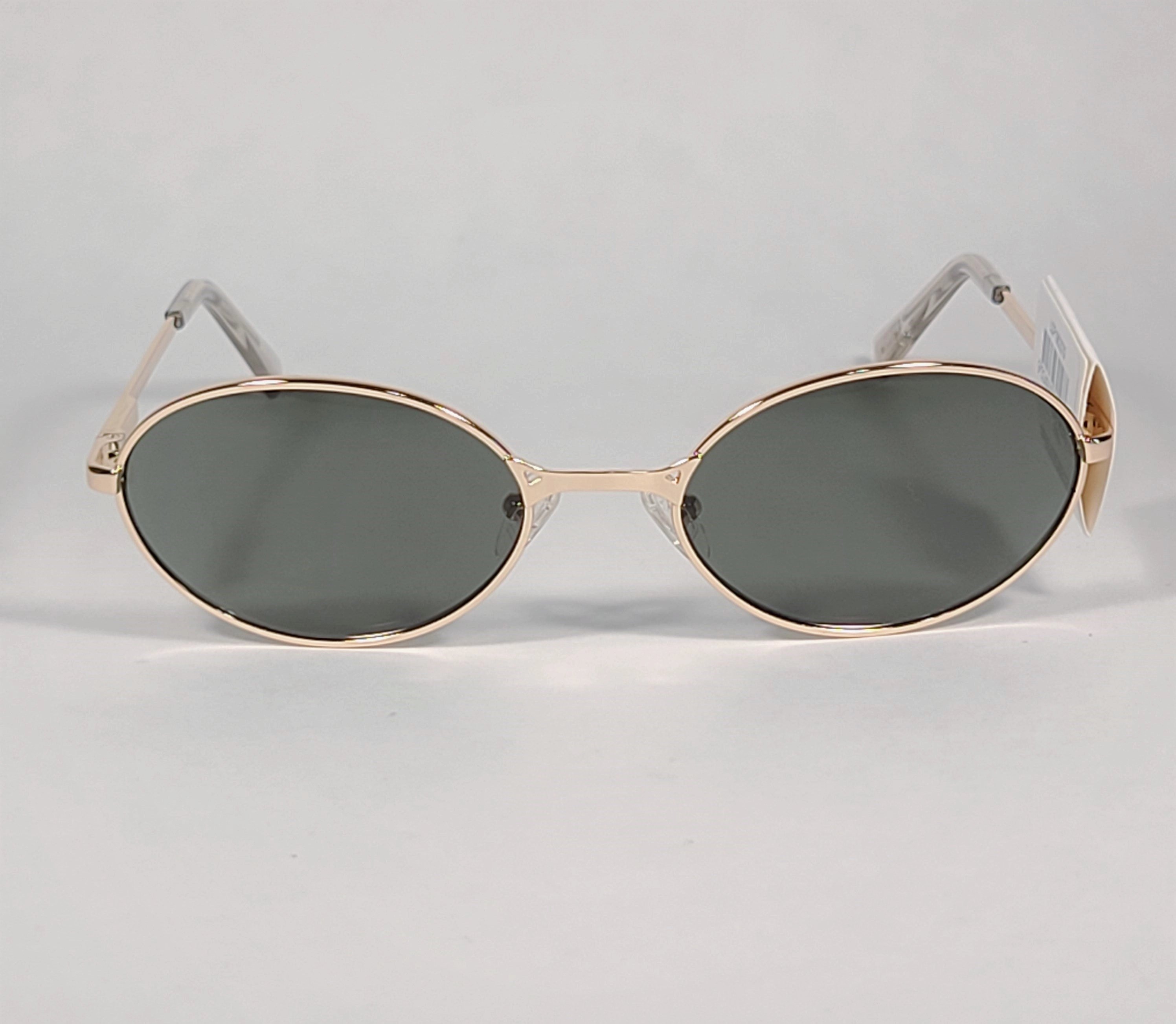 Le Specs Nowhere Flat Oval Sunglasses Gold Frame Gray Green Mono Lens LSP1902070 GOLD