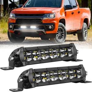 LED Light Bar 6 Inch, SWATOW INDUSTRIES 2PCS 96W 6 Inch Light Bar Slim Dual Row Spot Flood Pod Lights 6" Fog Lights Backup for F150 Ram Wrangler Chevy Toyota Truck Dirt Bike Motorcycle ATV UTV