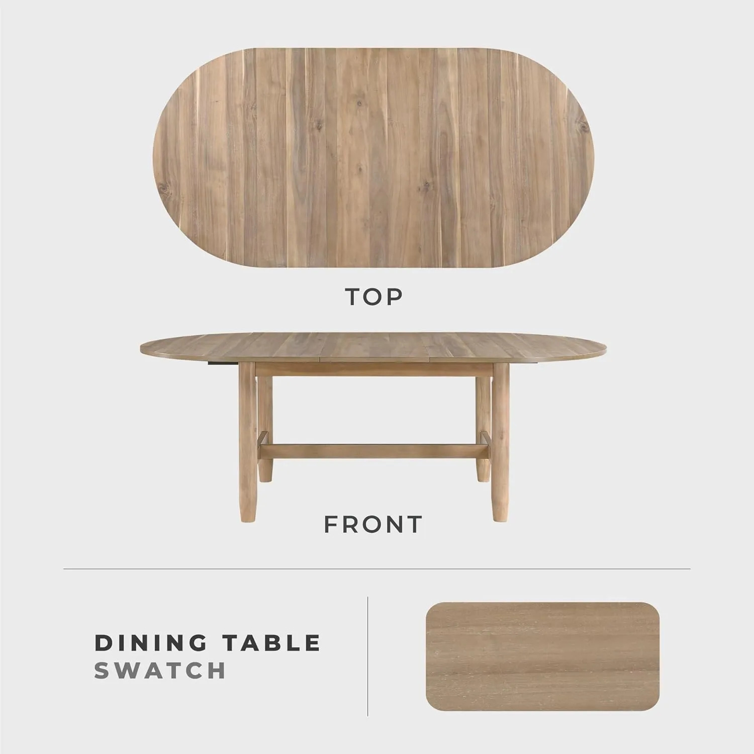 Lexicon 42"x 84" Oval Dining Table for 6 People, Extendable Wooden Dinner Table with Sturdy Base, for Kitchen/Dining Room, Easy Assembly, Natural