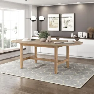 Lexicon 42"x 84" Oval Dining Table for 6 People, Extendable Wooden Dinner Table with Sturdy Base, for Kitchen/Dining Room, Easy Assembly, Natural