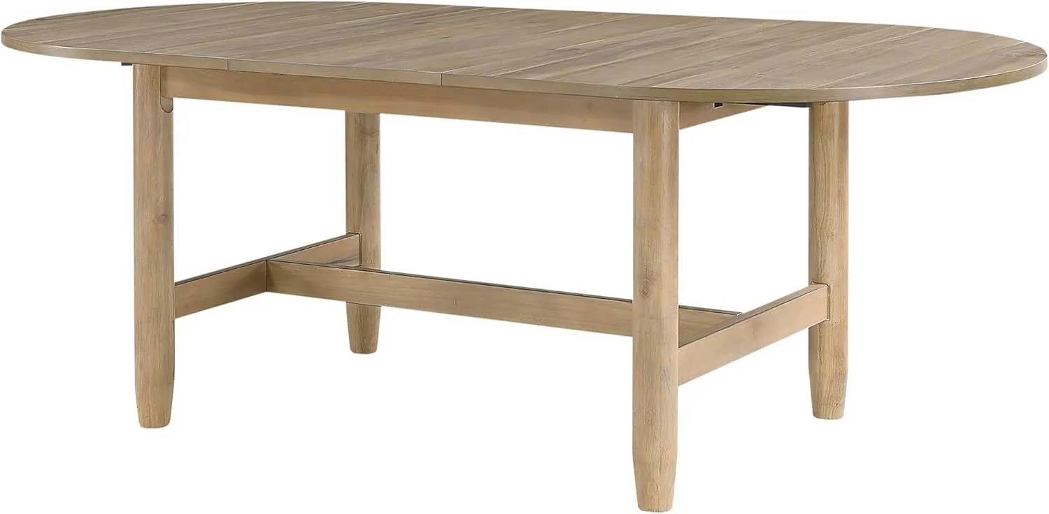 Lexicon 42"x 84" Oval Dining Table for 6 People, Extendable Wooden Dinner Table with Sturdy Base, for Kitchen/Dining Room, Easy Assembly, Natural