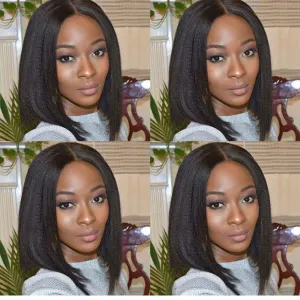 Light Yaki Straight Human Hair Clip In Hair Extensions for Black Women Brazilian Virgin Hair Coarse Yaki Clip Ins Thick Natural Italian Yaki Straight Clip On Hair Extension 7 Pcs 120g/set 8''