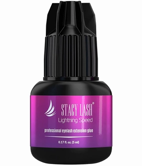 Lightning Speed Eyelash Extensions Glue – Stacy Lash 5ml /0.17 fl.oz / 0.3 Sec Dry/Retention – 6-8 Weeks/Black Adhesive/Professional Supplies