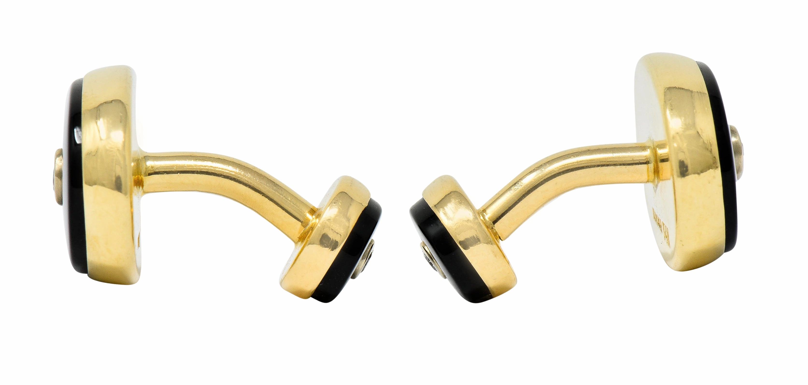 Lindsay & Co. Retro 0.25 CTW Diamond Onyx 14 Karat Gold Cufflinks