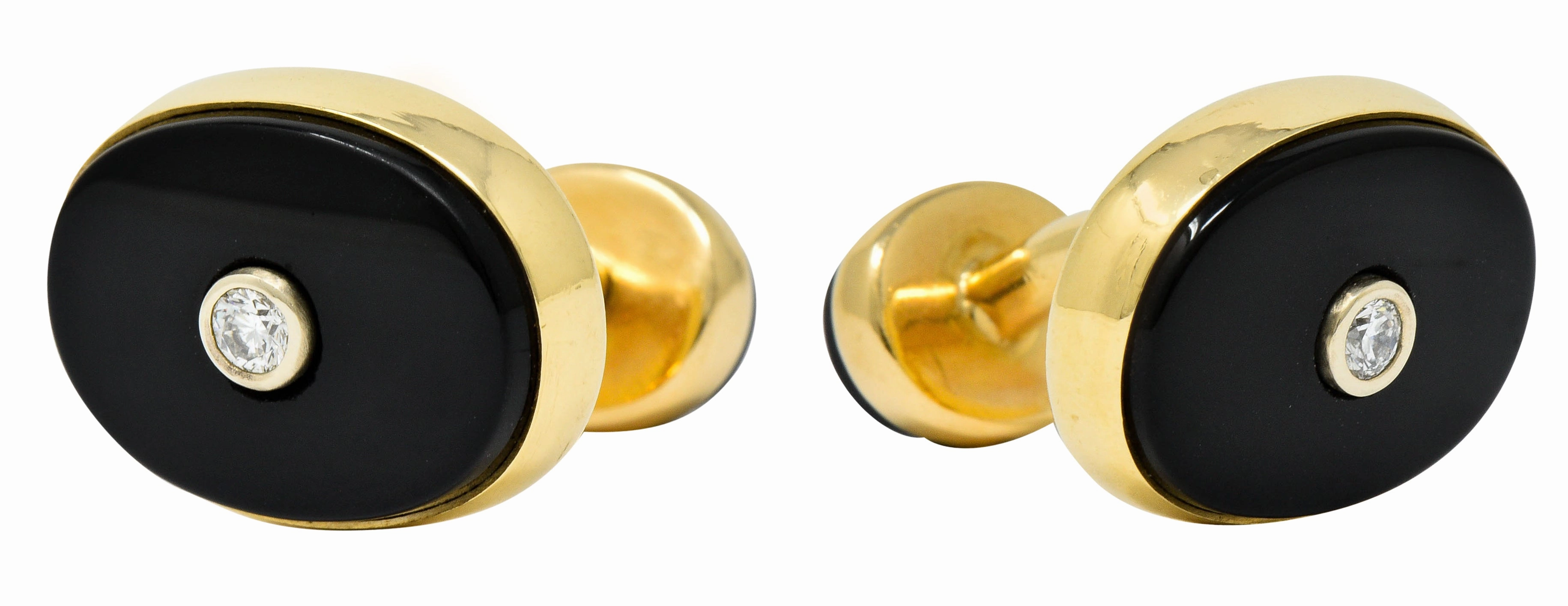 Lindsay & Co. Retro 0.25 CTW Diamond Onyx 14 Karat Gold Cufflinks
