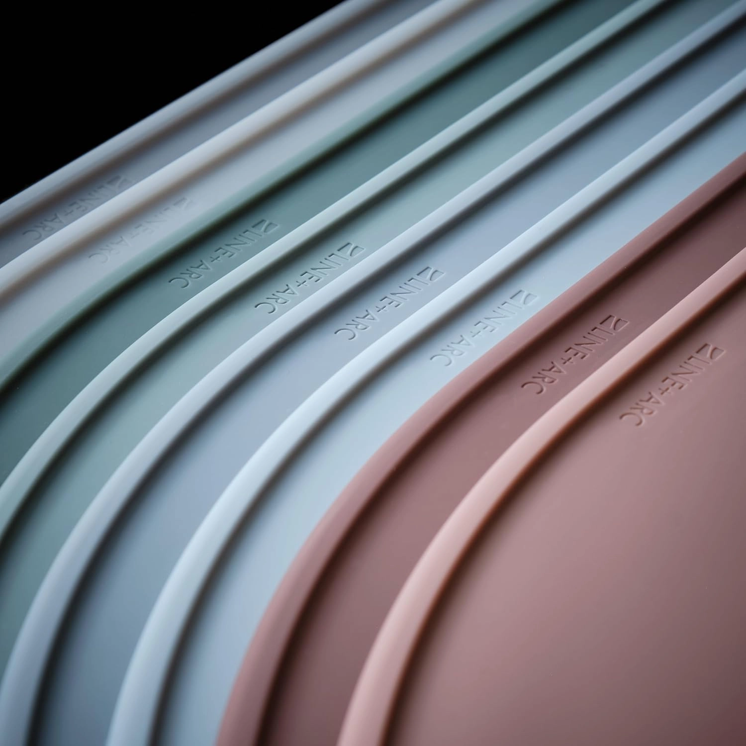 LINE ARC Waterproof, Stain-Resistant, Heat-Safe Silicone Degrē Placemats (20.5x13, Set of 2 Sage) 3mm-High Rim Adults Babies Easy-to-Clean Washable Oval Modern Non-Slip Large Table Mats
