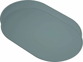 LINE ARC Waterproof, Stain-Resistant, Heat-Safe Silicone Degrē Placemats (20.5x13, Set of 2 Sage) 3mm-High Rim Adults Babies Easy-to-Clean Washable Oval Modern Non-Slip Large Table Mats