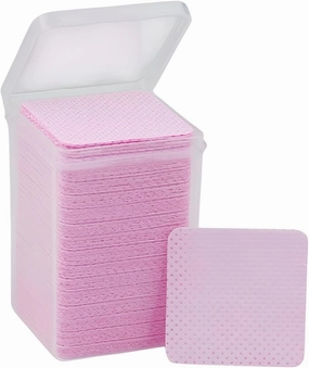Lint-Free Nail Remover Wipes Pads – 600PCS Non-Woven Cotton Pads for Gel Polish Removal, Eyelash Glue Cleaning, Nail Art Prep – Soft, Absorbent, No Lint Residue (Pink)