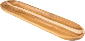 Lipper International Teak Wood Oval Bread Cutting and Serving Tray for Bread, Meats, Cheeses, or Fruit, 16" x 4" x 1"