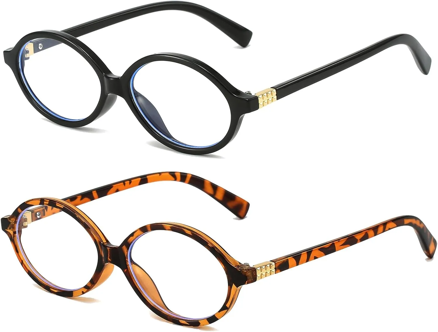 LJCZKA Fashion Oval Glasses for Women Men Retro Oval Small Frame Blue Light Blocking Glasses Nerd Computer Eyeglasses