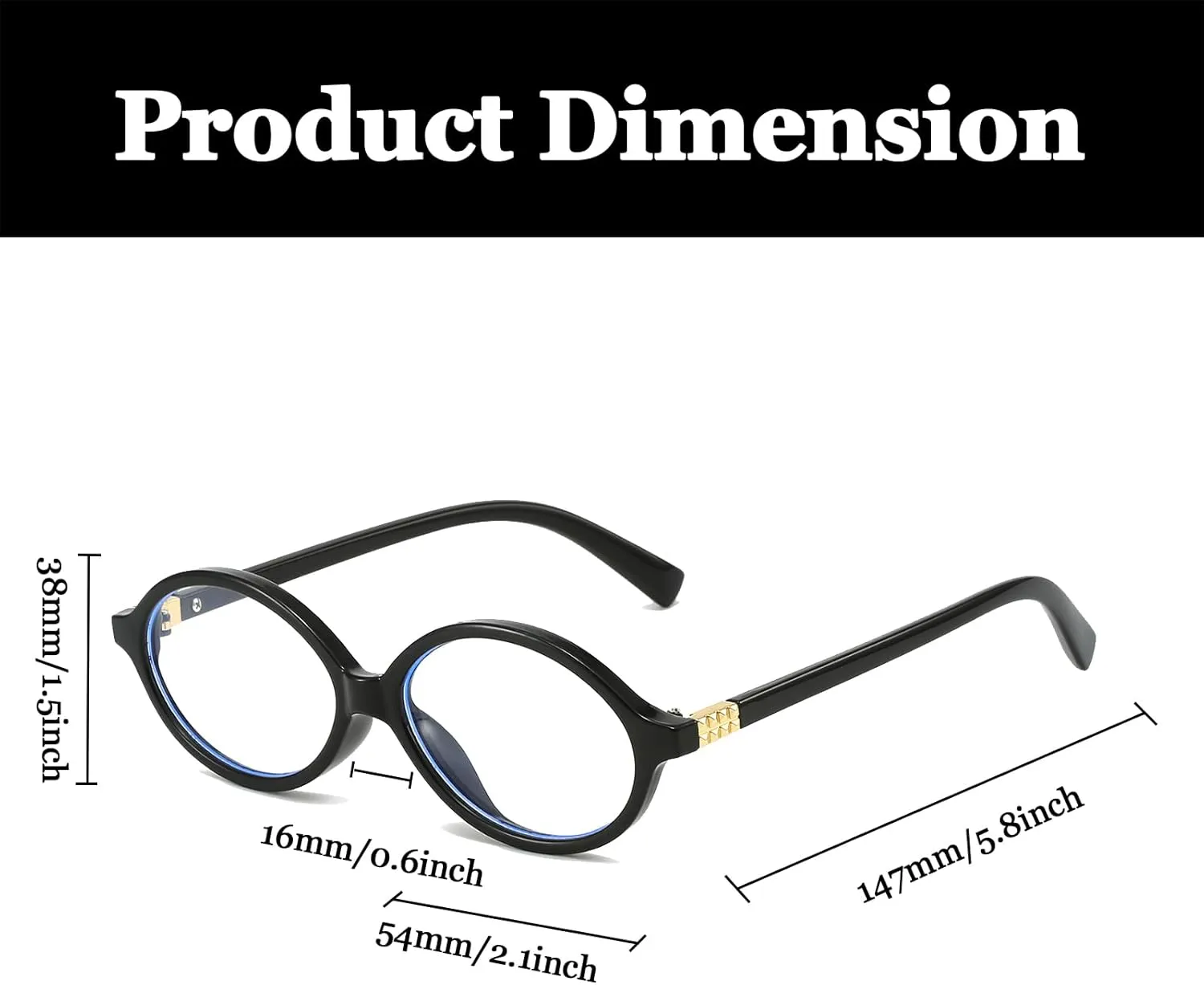 LJCZKA Fashion Oval Glasses for Women Men Retro Oval Small Frame Blue Light Blocking Glasses Nerd Computer Eyeglasses