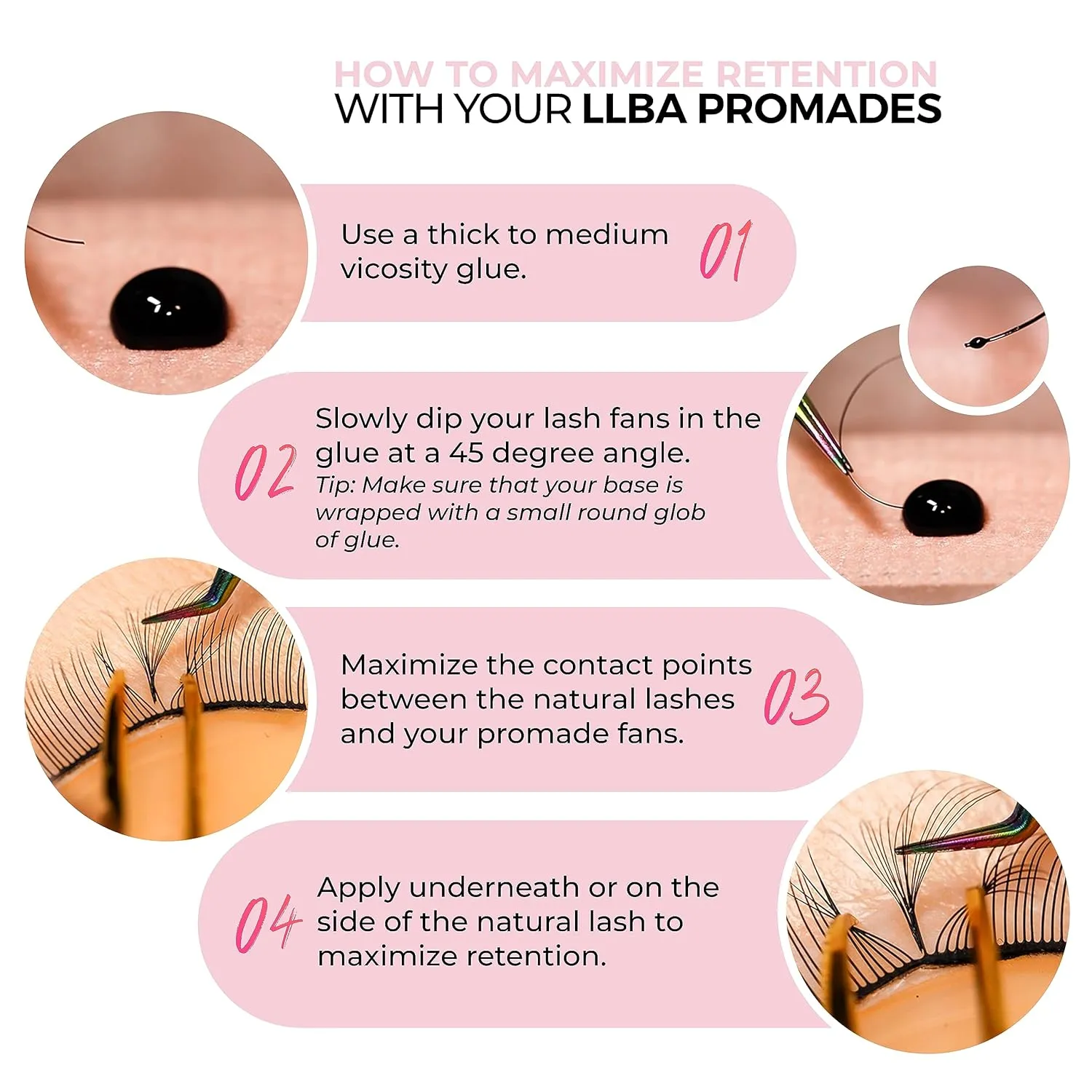 LLBA Promade Fans | Handmade Volume Eyelashes | Multi Selections From 3D To 16D | C CC D DD L M Curl | Thickness 0.03 ~ 0.1 mm | 8 - 20mm Length | Long Lasting | Easy Application (12D-0.03 D 12 mm)