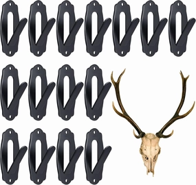 Lounsweer 15 Pack European Skull Mount Hanger Skull Wall Mount Bracket Hangers with Installing Kits for Deer Mule Elk Antelope Coyote(Black)