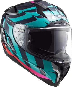 LS2 Helmets Challenger Carbon Flames Helmet (Blue Carbon Blue Red - Large)