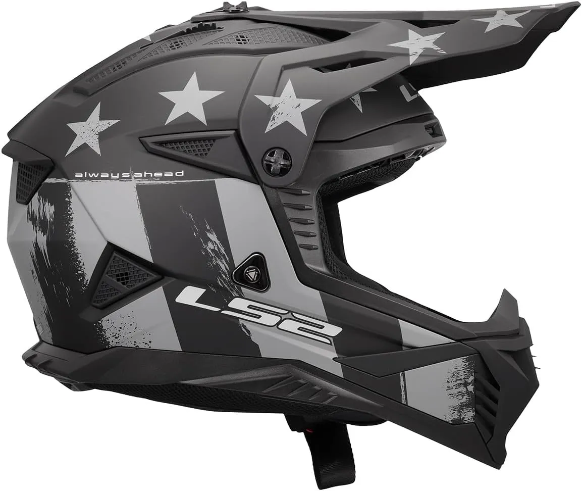 LS2 Helmets Gate II Full Face MX Motorcycle Helmet (Matte Battle Scar Tonal Gray/Black - Large)