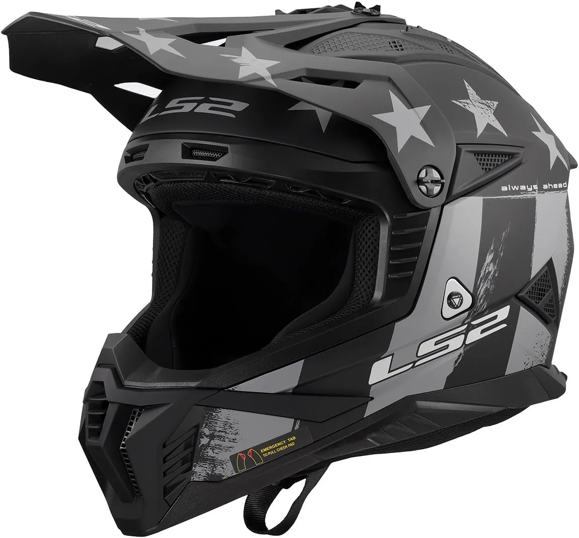 LS2 Helmets Gate II Full Face MX Motorcycle Helmet (Matte Battle Scar Tonal Gray/Black - Large)
