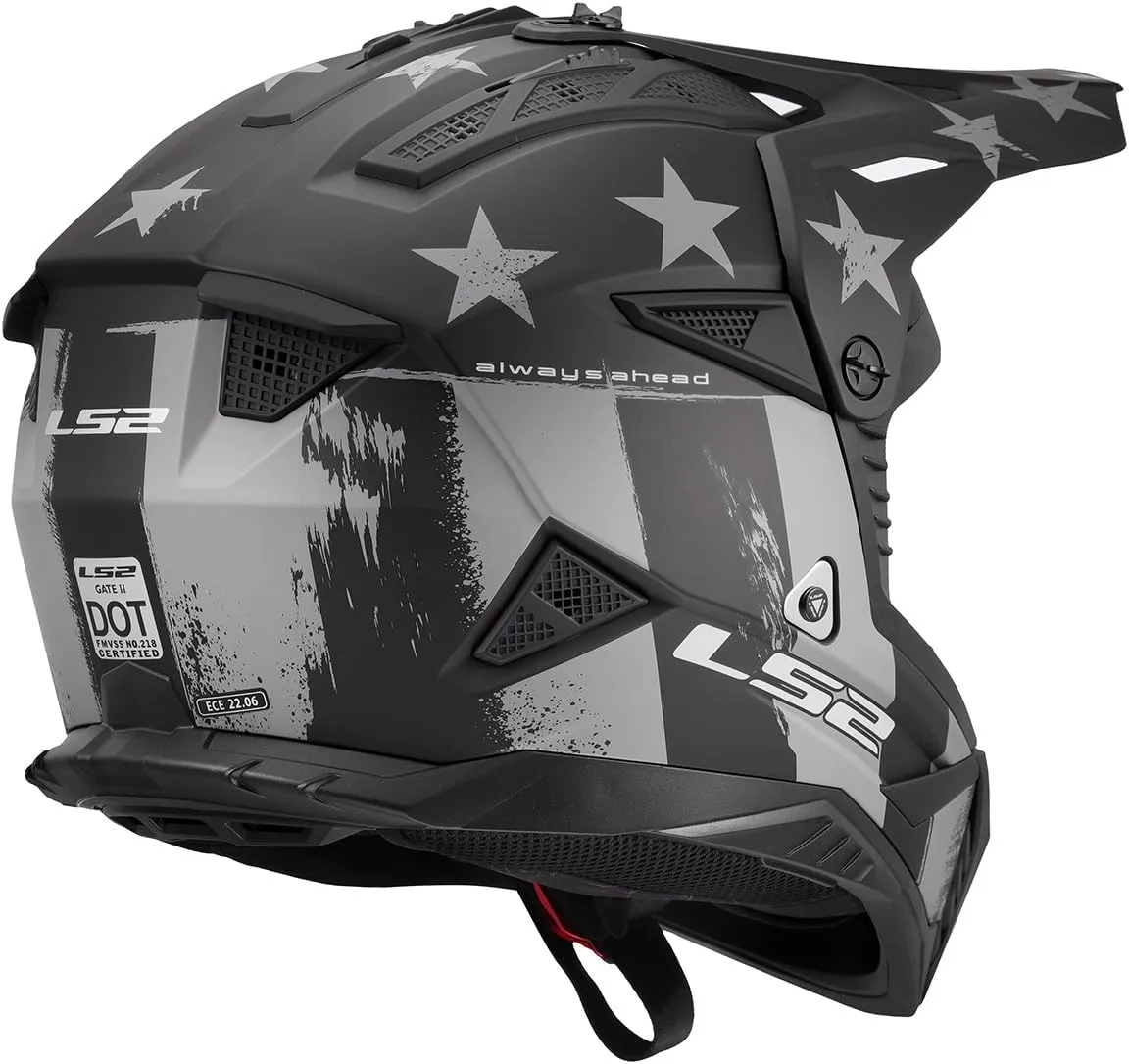 LS2 Helmets Gate II Full Face MX Motorcycle Helmet (Matte Battle Scar Tonal Gray/Black - Large)