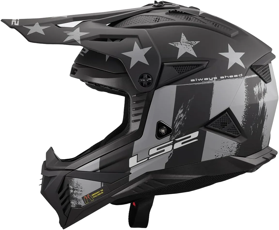 LS2 Helmets Gate II Full Face MX Motorcycle Helmet (Matte Battle Scar Tonal Gray/Black - Large)