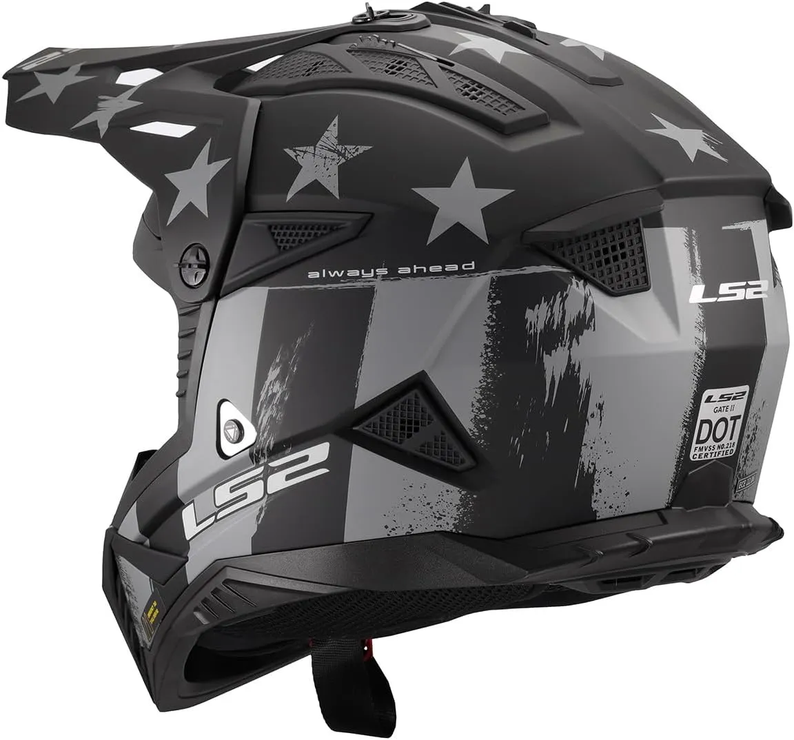 LS2 Helmets Gate II Full Face MX Motorcycle Helmet (Matte Battle Scar Tonal Gray/Black - Large)