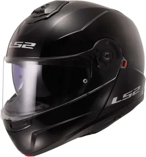 LS2 Helmets Strobe II Modular Motorcycle Helmet W/SunShield (Gloss Black - Large)