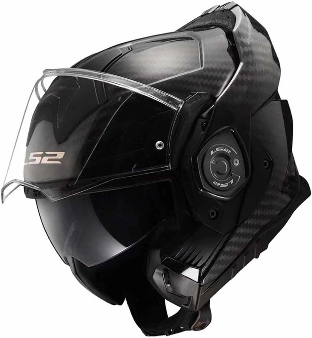 LS2 Helmets Advant X Carbon Fiber Modular Helmet with Integrated Cardo 4X Bluetooth (Matte Black - Large)