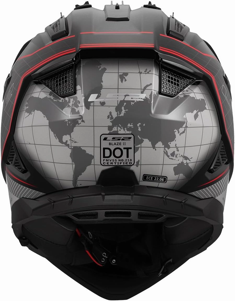 LS2 Helmets Blaze II Adventure Motorcycle Helmet W/SunShield (Gloss 100th Meridian Black/Light Gray/Red - Large)