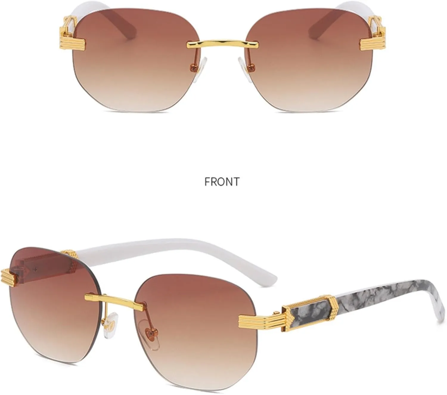 Luxury Rimless Sunglasses Women Men Fashion Vintage Small Sun Glasses Travel Driving Eyewear Shades Uv400
