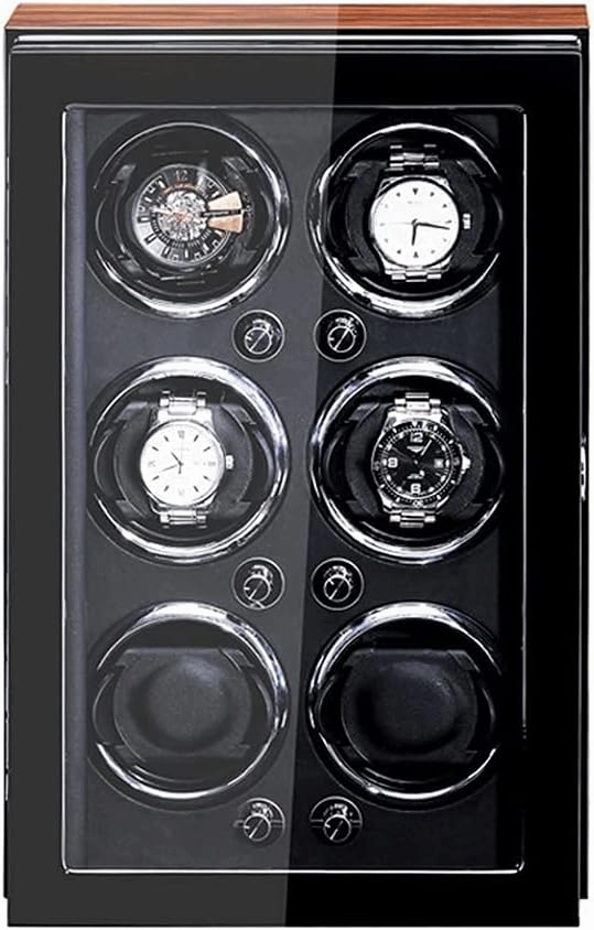 Luxury Wooden Watch Winder Box Motor Shaker Holder 6Slots Storage Boxes Automatic Mechanical Watches Winding Machine Luxury Gift