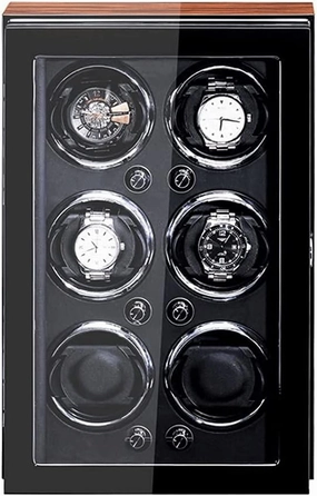 Luxury Wooden Watch Winder Box Motor Shaker Holder 6Slots Storage Boxes Automatic Mechanical Watches Winding Machine Luxury Gift