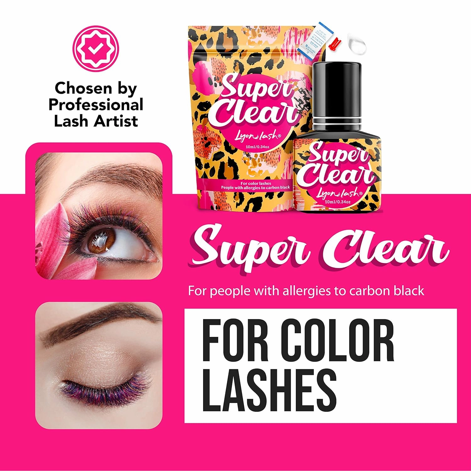 Lyon Lash Super Clear Eyelash Extension Glue 5ml | 1-2 Sec Drying Time | 6-8 Weeks Retention | Maximum Bonding Transparent Adhesive | Professional Eyelash Extension Supplies