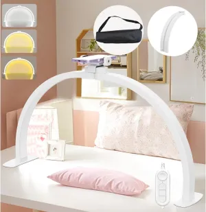 MACTREM Half Moon Light for Nail Desk,Foldable Nail Tech Lights Nail Lamp for Desk with Phone Holder/Carrying Bag, 30In 40W, 3 Color Modes, 10 Brightness for Beauty/Eyelashes/Tattoos/Crafts