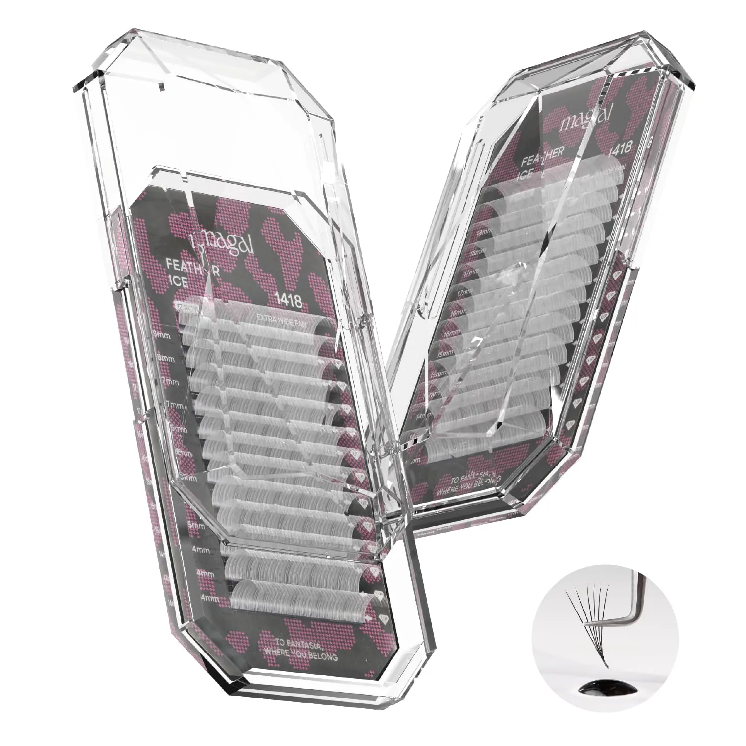 MAGAL FEATHER ICE 1418 Eyelash Extensions 0.07 C D D  Curl 14-18mm Colored Lash Extensions Individual Lashes Volume Lash Professional Eyelashes Extension Tray (White)(D _1418 Mixed)