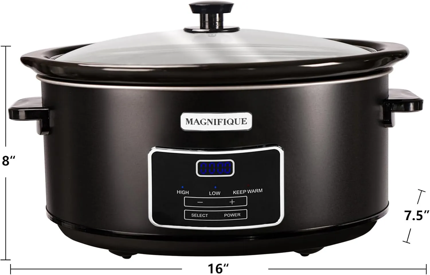 MAGNIFIQUE 7-Quart Casserole Slow Cooker with Timer and Digital Programmable - Small Kitchen Appliance for Family Dinners - Serves 6  People - Heat Settings: Keep Warm, Low and High