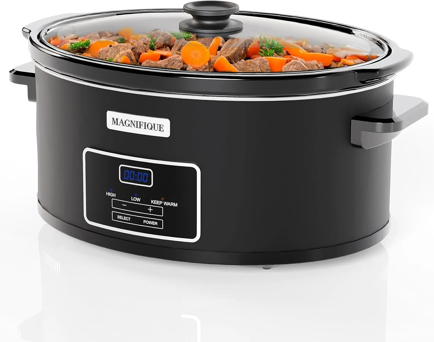 MAGNIFIQUE 7-Quart Casserole Slow Cooker with Timer and Digital Programmable - Small Kitchen Appliance for Family Dinners - Serves 6  People - Heat Settings: Keep Warm, Low and High