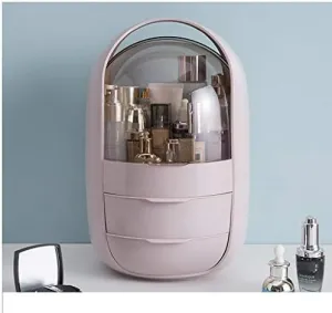 Makeup Organizer Makeup Organizer Oval Transparent Cosmetic Storage Display Cabinet Large Capacity Can Hold Jewelry Makeup Brush Lipstick Etc It Can Be Portable H and le Cosmetic Storage Cases (Color