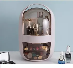 Makeup Organizer Makeup Organizer Oval Transparent Cosmetic Storage Display Cabinet Large Capacity Can Hold Jewelry Makeup Brush Lipstick Etc It Can Be Portable H and le Cosmetic Storage Cases (Color