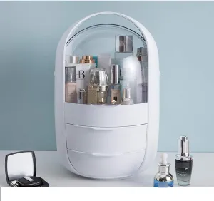 Makeup Organizer Makeup Organizer Oval Transparent Cosmetic Storage Display Cabinet Large Capacity Can Hold Jewelry Makeup Brush Lipstick Etc It Can Be Portable Handle Makeup Storage