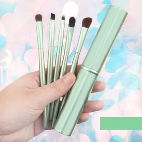 Makeup Brush 5 Pcs/Set Eye Makeup Brushes Nylon Fiber Blending Eyeliner Eyelash Eyebrow Eye Shadow Brush Cosmetics Tool with Brush Box Cosmetic Products (Color : Light Green)