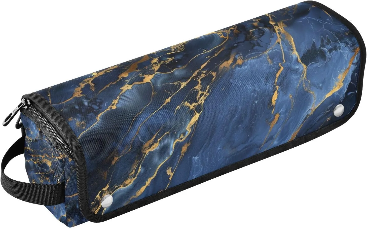 Marble Texture Luxury Navy Blue Gold Hair Tools Travel Bag and Heat Resistant Mat with Zipper Waterproof Flat Curling Irong Travel Organizer for Flat Irons, Straighteners, Curling Irons