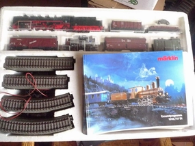 Marklin HO Delta DB Cargo Starter Train Set 29605 with STEAM BR-41 Locomotive 6 Cars Transformer 110VOLT.-32V.AMP. Oval C Tracks W/SWITCHES PAPERWORKS