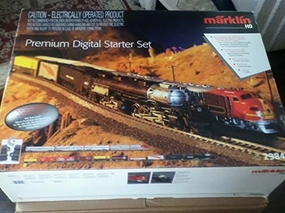 MARKLIN HO Digital Premium Starter 2 Trains Set 29849 - STEAM Big BOY U.Pacific Diesel EMD F7 S.FE DIG. DECODERS LOCOMOTIVES W/EXT.FUNTIONS and Sound Long Wide Oval C Tracks W/SWITCHES DIG.Controls.