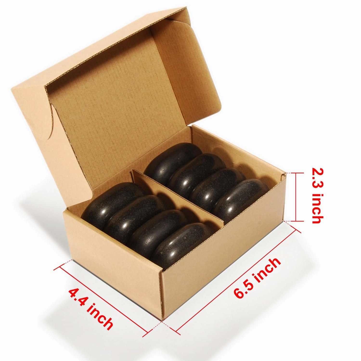 Master Massage Large Flat Ovular Basalt Hot Stone Set – 8-Piece Pack (3" x 2" x 1") for Professional Spa and Massage Therapy, Relaxation