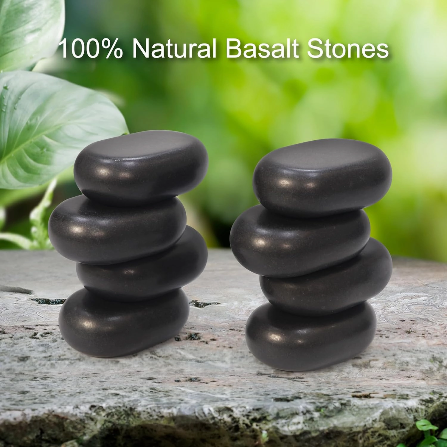Master Massage Large Flat Ovular Basalt Hot Stone Set – 8-Piece Pack (3" x 2" x 1") for Professional Spa and Massage Therapy, Relaxation
